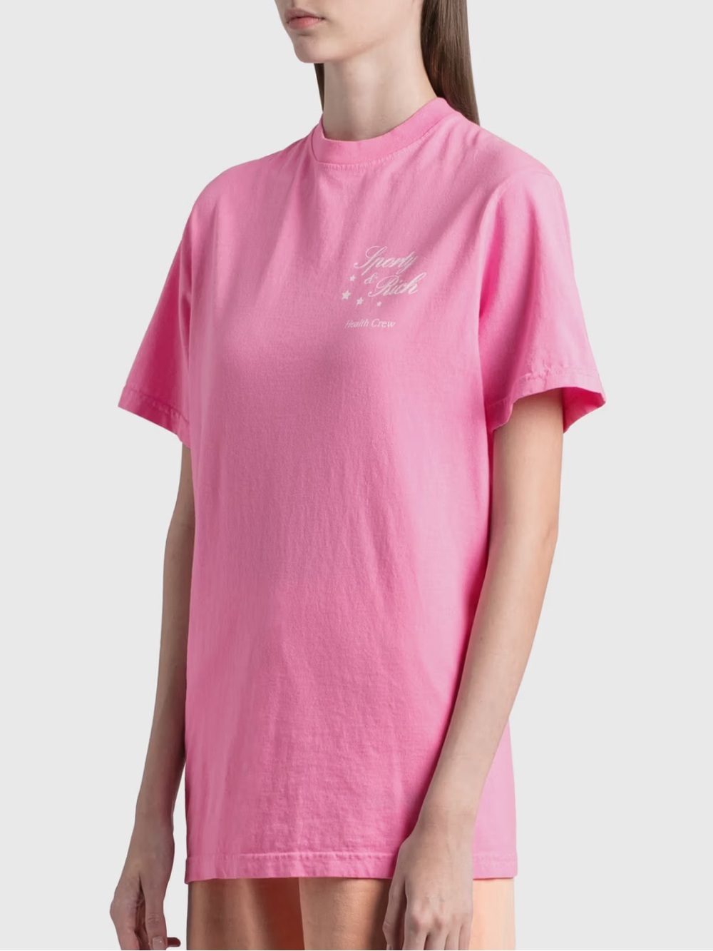 Sporty & Rich Pink Stars Health Crew T-Shirt M
